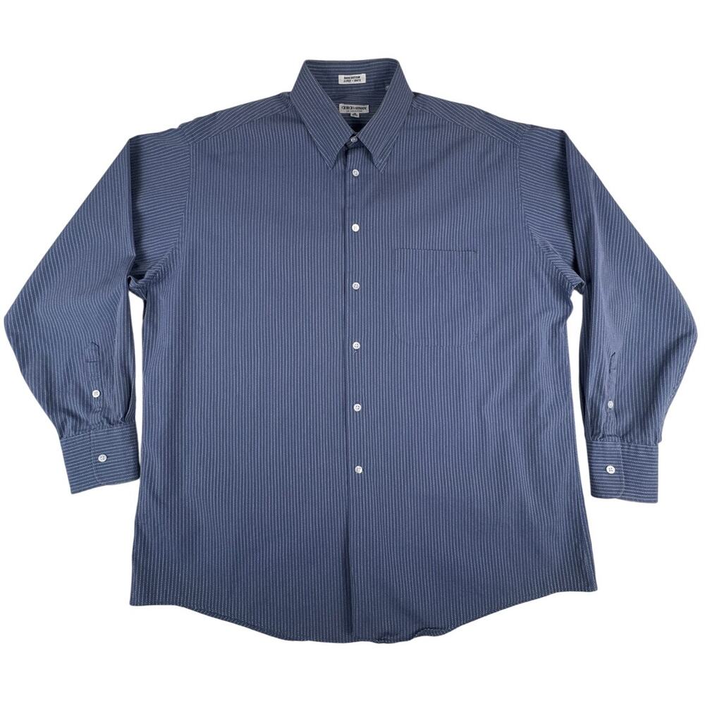 Vintage Giorgio Armani Le Collezioni 16 32/33 Blue Pinstripe Dress Shirt Italy